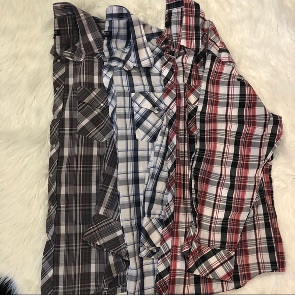 3 Gioberti Western Shirts 2xl Plaid 